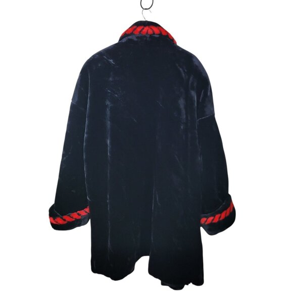 Vintage Faux Fur Coat Plus Size 3X 4X Black Red Long Warm Winter Alt Whimsigoth - Picture 8 of 11